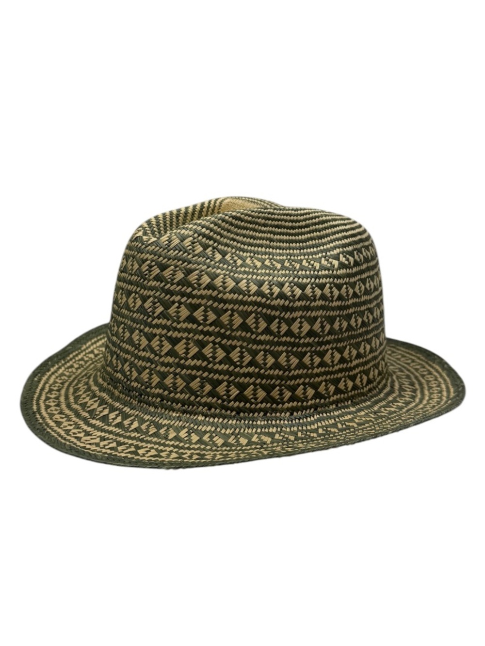ROBERTA ROLLER RABBIT Green Natural Woven Straw Fedora Sun Hat One Size
